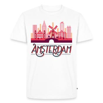 Amsterdam, Pays-Bas, Pays-Bas, Skyline City - T-shirt Premium bio Homme - blanc - Devant - Nico (187cm)