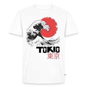 Tokyo Japan Asia Sea Wave Mountain Sun City - Men's Premium Organic T-Shirt - white - Front - Nico (187cm)