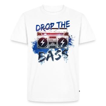 Drop the Bass - 80s Style Retro Oldschool Music - Men's Premium Organic T-Shirt - white - Front - Nico (187cm)