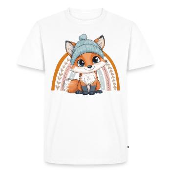 renard mignon mignon bébé enfants animal dessin animé - T-shirt Premium bio Homme - blanc - Devant - Nico (187cm)