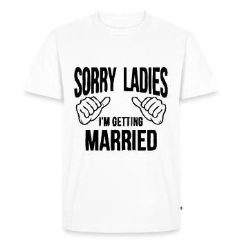 T-shirt de célibataire - Marié - Idée cadeau - T-shirt Premium bio Homme - blanc - Devant - Nico (187cm)