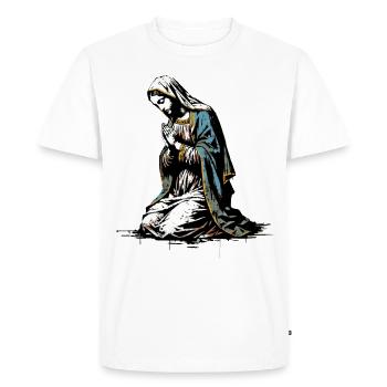 Mary prays for peace | Christmas - Men's Premium Organic T-Shirt - white - Front - Nico (187cm)