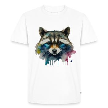 Raccoon Power Animal - Men's Premium Organic T-Shirt - white - Front - Nico (187cm)