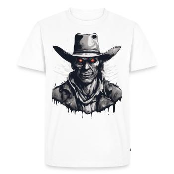 Cow-boy d’horreur - T-shirt Premium bio Homme - blanc - Devant - Nico (187cm)