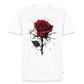 Rose sanglante - T-shirt Premium bio Homme - blanc - Devant - Nico (187cm)