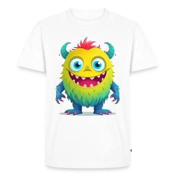 Cute yellow monster with blue arms - Men's Premium Organic T-Shirt - white - Front - Nico (187cm)