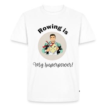 L'aviron est mon super pouvoir - T-shirt Premium bio Homme - blanc - Devant - Nico (187cm)