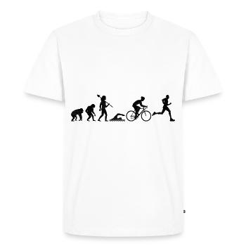 Evolution Triathlon Run Bike Swim Triathlete Triat - Men's Premium Organic T-Shirt - white - Front - Nico (187cm)