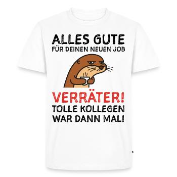 Abschied Abschiedsgeschenk Geschenkidee - Männer Premium Bio T-Shirt - Weiß - Vorne - Nico (187cm)
