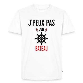 J'peux pas j'ai bateau phrase humoristique - T-shirt Premium bio Homme - blanc - Devant - Nico (187cm)