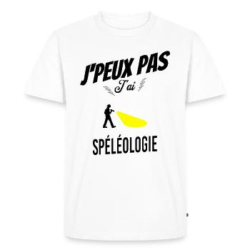 J'peux pas j'ai spéléologie - T-shirt Premium bio Homme - blanc - Devant - Nico (187cm)