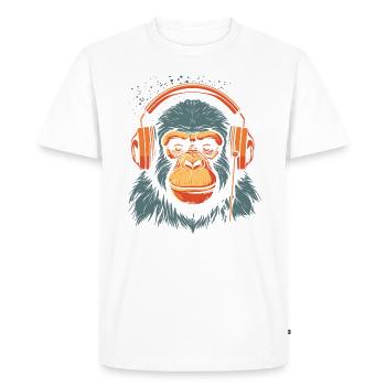 Chimpanzee with Headphones Monkey DJ Music Festival - Men's Premium Organic T-Shirt - white - Front - Nico (187cm)
