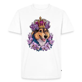 Norwegian Elkhound with Roses, Butterflies - Men's Premium Organic T-Shirt - white - Front - Nico (187cm)