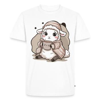 Kawaii sheep with cup and blanket - Men's Premium Organic T-Shirt - white - Front - Nico (187cm)