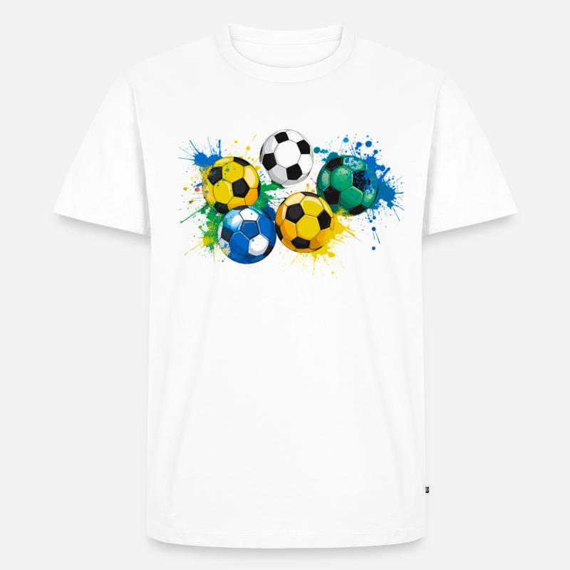 Fußball,Bälle,bunt,Graffiti,Malerei, illustration - Männer Premium Bio T-Shirt - Weiß