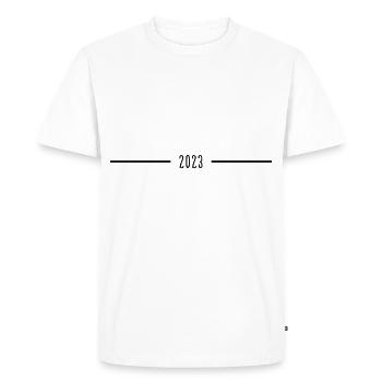 2023 - Jahr - Linie - Jahreswechsel - Männer Premium Bio T-Shirt - Weiß - Vorne - Nico (187cm)