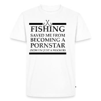 Merci à la pêche pas porno cadeau Sexe Porno - T-shirt Premium bio Homme - blanc - Devant - Nico (187cm)