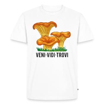 Outfit for mushroom pickers with mountains porcini mushroom mushroom - Men's Premium Organic T-Shirt - white - Front - Nico (187cm)