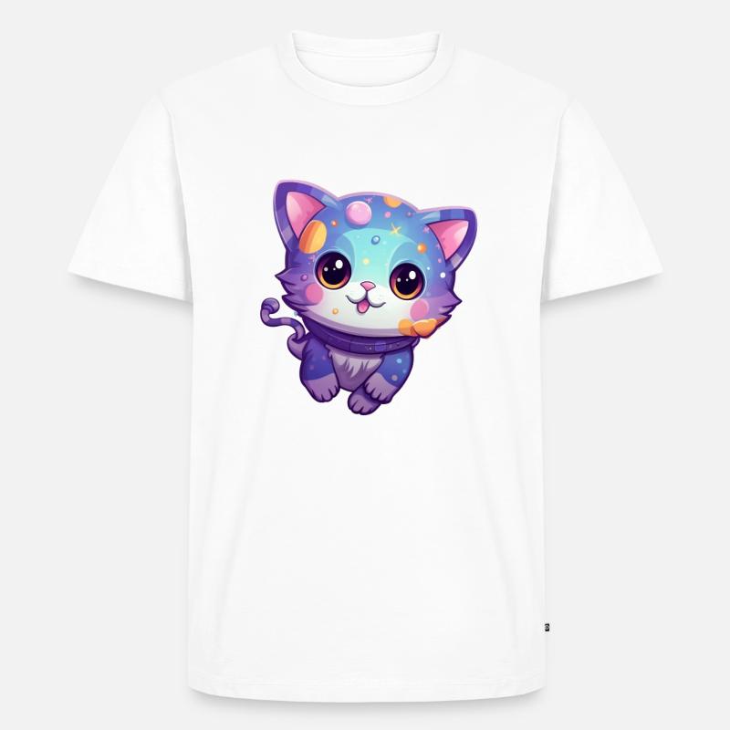 s cute space kitty - Männer Premium Bio T-Shirt - Weiß