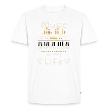 Music is my life - Keyboard - Piano - Klavier - Men's Premium Organic T-Shirt - white - Front - Nico (187cm)