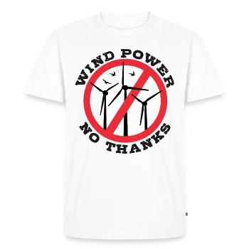 Énergie éolienne Non merci, non à l’énergie éolienne - T-shirt Premium bio Homme - blanc - Devant - Nico (187cm)
