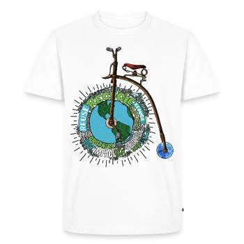 Sauver la planète Terre Penny Farthing vélo Art - T-shirt Premium bio Homme - blanc - Devant - Nico (187cm)