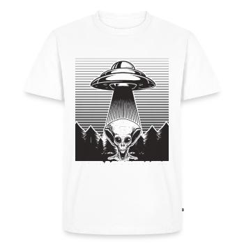 Alien, UFO, UAP, Space, Space Flying Object - Men's Premium Organic T-Shirt - white - Front - Nico (187cm)