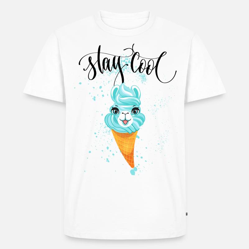Stay Cool Eis Alpaka - Männer Premium Bio T-Shirt - Weiß