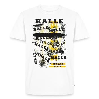 Halle Germany City Skyline Home Love - Men's Premium Organic T-Shirt - white - Front - Nico (187cm)