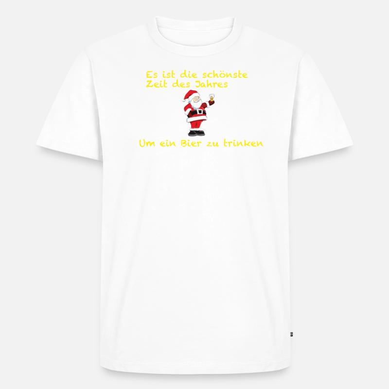 Bier Weihnachtsmann - Männer Premium Bio T-Shirt - Weiß