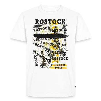 Rostock Allemagne Ville Skyline Accueil Amour - T-shirt Premium bio Homme - blanc - Devant - Nico (187cm)