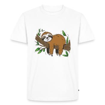 Drôle de paresseux, pas de désir - T-shirt Premium bio Homme - blanc - Devant - Nico (187cm)