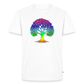 Arbre avec motif arc-en-ciel et bordure noire - T-shirt Premium bio Homme - blanc - Devant - Nico (187cm)