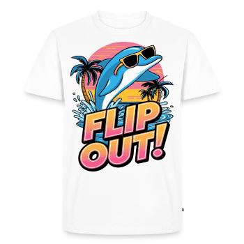 Fun Dolphin Flip Out Design with Sunglasses - Men's Premium Organic T-Shirt - white - Front - Nico (187cm)