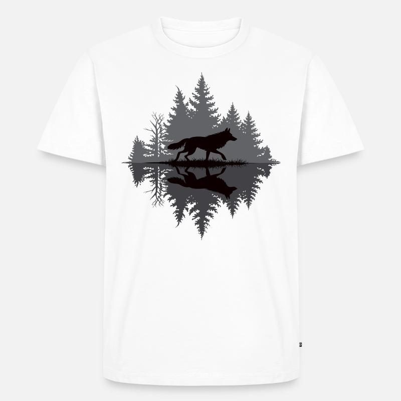 Wolf im dunklen Wald - Männer Premium Bio T-Shirt - undefined