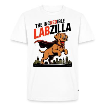 Labzilla – Labrador roux en mode monstre - T-shirt Premium bio Homme - blanc - Devant - Nico (187cm)