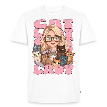 Chat Dame Chats Femme Fille J’aime les chats Drôle - T-shirt Premium bio Homme - blanc - Devant - Nico (187cm)