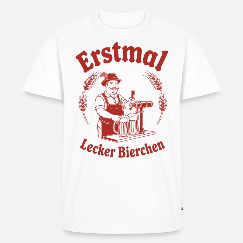 Erstmal lecker Bierchen - Männer Premium Bio T-Shirt - Weiß