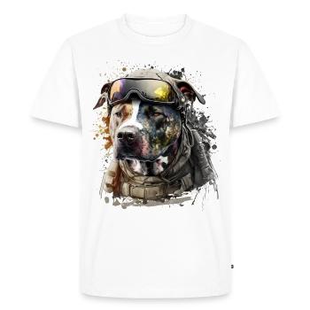 Pit Bull en tant que soldat - T-shirt Premium bio Homme - blanc - Devant - Nico (187cm)