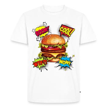 Burger, Pop Art, Hamburger, Cheeseburger, Restauration rapide - T-shirt Premium bio Homme - blanc - Devant - Nico (187cm)