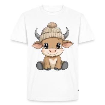 Taureau mignon mignon bébé enfants animal dessin animé - T-shirt Premium bio Homme - blanc - Devant - Nico (187cm)