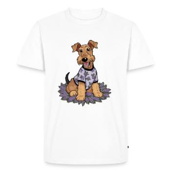 Mignon Airedale Terrier avec lilas - T-shirt Premium bio Homme - blanc - Devant - Nico (187cm)