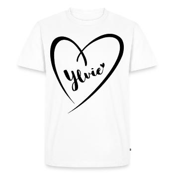 Ylvie surname First name in heart frame - Men's Premium Organic T-Shirt - white - Front - Nico (187cm)
