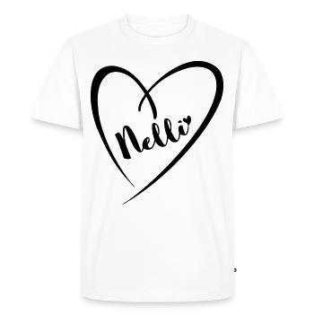 Nelli surname first name in heart frame - Men's Premium Organic T-Shirt - white - Front - Nico (187cm)