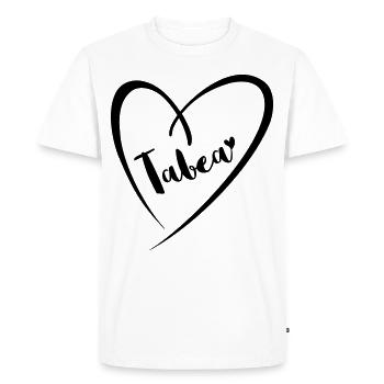 Tabea surname first name in heart frame - Men's Premium Organic T-Shirt - white - Front - Nico (187cm)