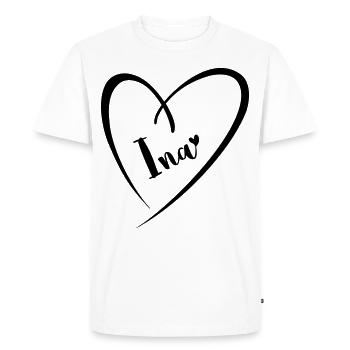Ina Surname First name in heart frame - Men's Premium Organic T-Shirt - white - Front - Nico (187cm)