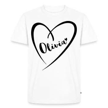 Olivia nom prénom dans le cadre du coeur - T-shirt Premium bio Homme - blanc - Devant - Nico (187cm)