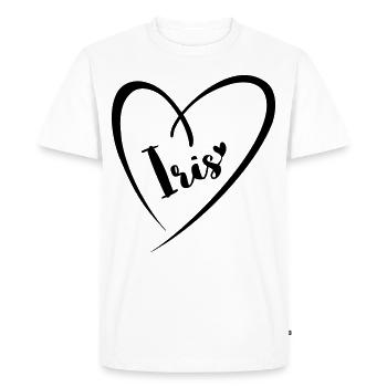 Iris surname, first name in heart frame - Men's Premium Organic T-Shirt - white - Front - Nico (187cm)