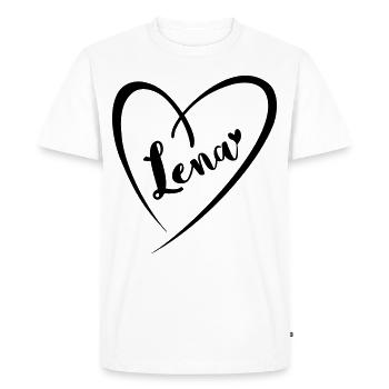 Lena, surname, first name in heart frame - Men's Premium Organic T-Shirt - white - Front - Nico (187cm)