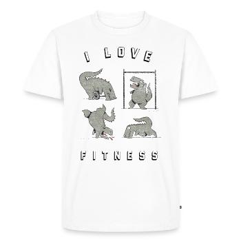 I Love Fitness T-Rex Dino - Männer Premium Bio T-Shirt - Weiß - Vorne - Nico (187cm)